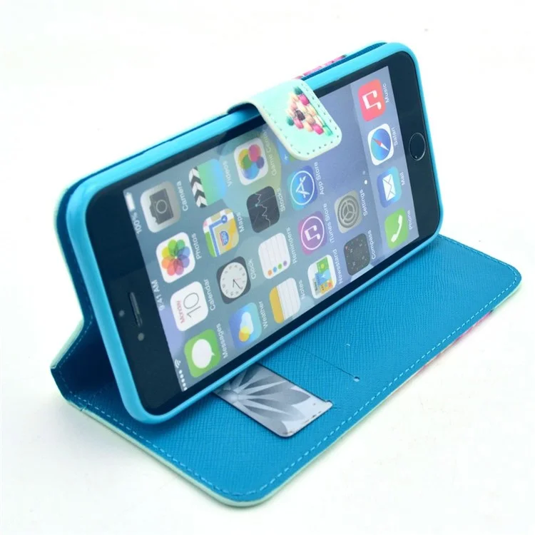 Colorful Macarons Pattern Magnetic Flip Leather Cover for iPhone 6 Plus / 6s Plus w/ Stand