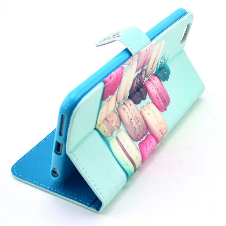 Colorful Macarons Pattern Magnetic Flip Leather Cover for iPhone 6 Plus / 6s Plus w/ Stand