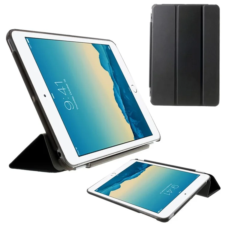 For iPad mini / mini 2 / mini 3 Smart Leather Tri-fold Cover + Back Companion PC Case - Black