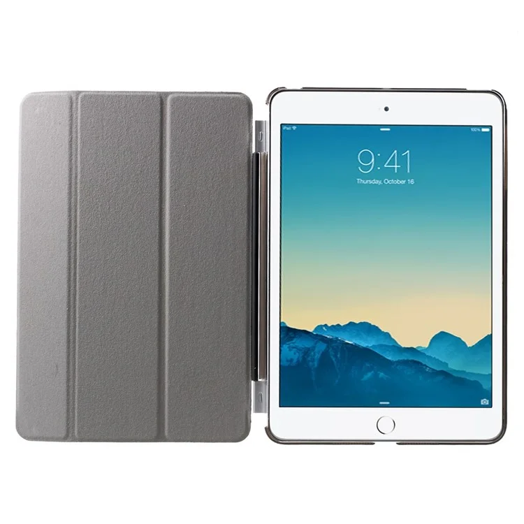 For iPad mini / mini 2 / mini 3 Smart Leather Tri-fold Cover + Back Companion PC Case - Black