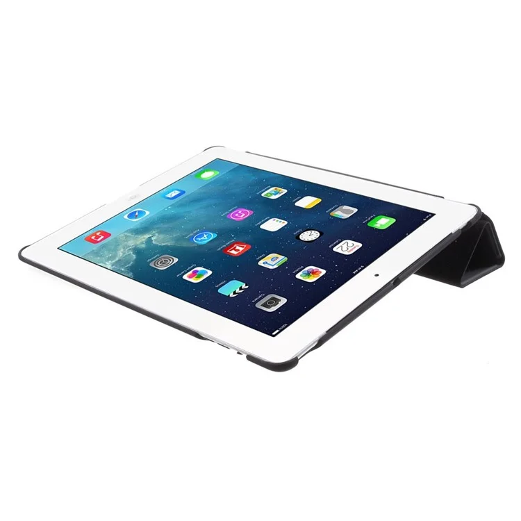Four-fold Smart Leather Stand Case for iPad 2 3 4 - Black
