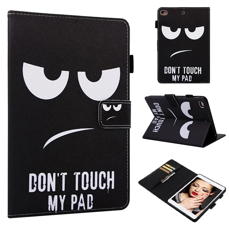 Patterned Wallet Smart Leather Stand Case for iPad Mini 3/2/1 - Angry Face