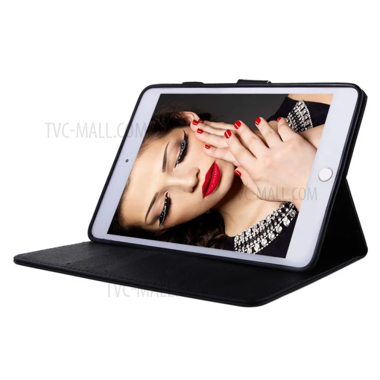Patterned Wallet Smart Leather Stand Case for iPad Mini 3/2/1 - Angry Face