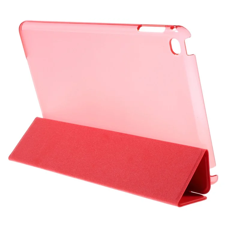 Cubierta de Caja de Tableta de Cuero Inteligente Trifoliente Para Ipad Mini 4 - Rojo