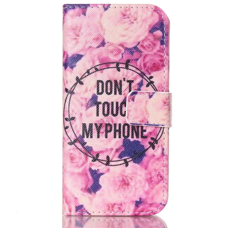 Wallet Leather Stand Case for iPhone 6s 6 - Flowers and Do not Touch my Phone