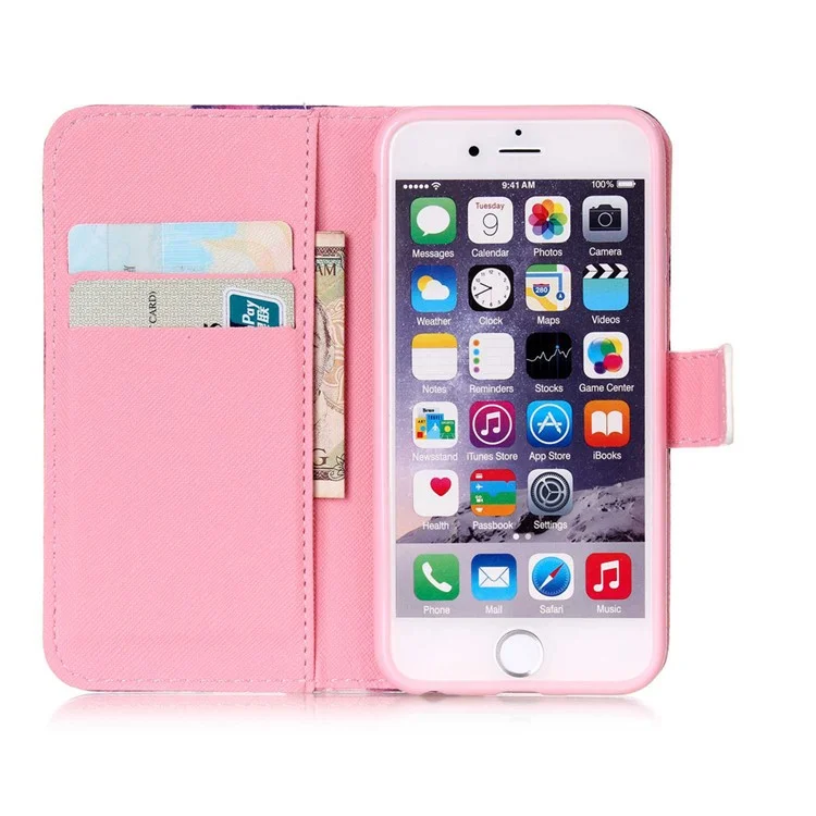 Wallet Leather Stand Case for iPhone 6s 6 - Flowers and Do not Touch my Phone