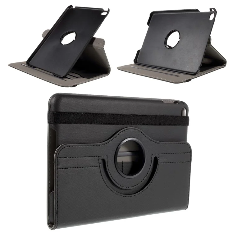 Cloth Skin Smart Leather Case with Swivel Stand for iPad Mini 4 - Black