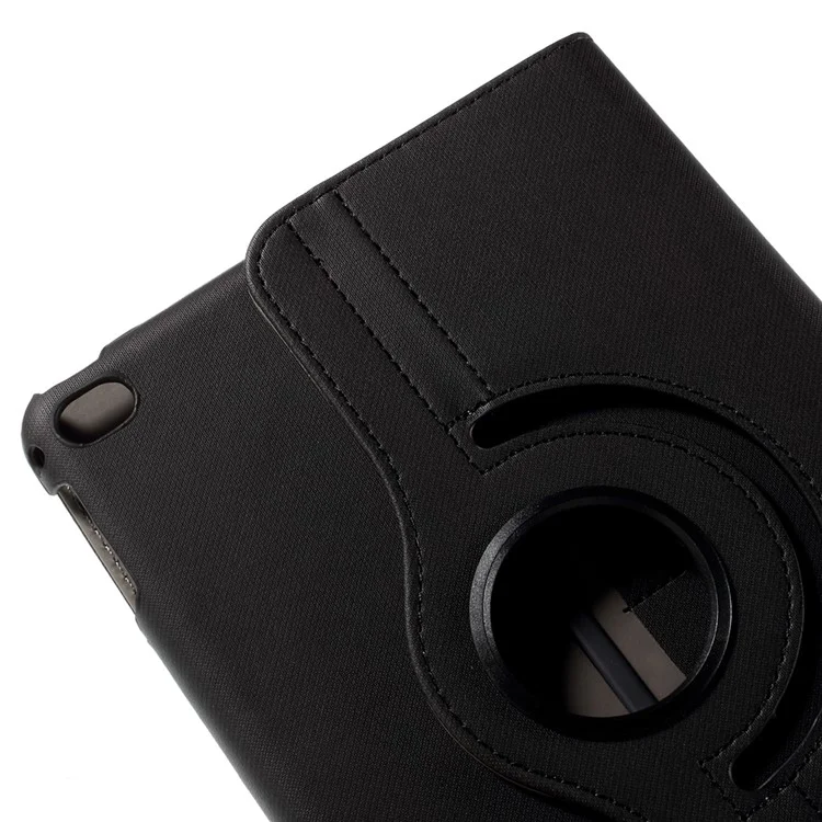 Cloth Skin Smart Leather Case with Swivel Stand for iPad Mini 4 - Black