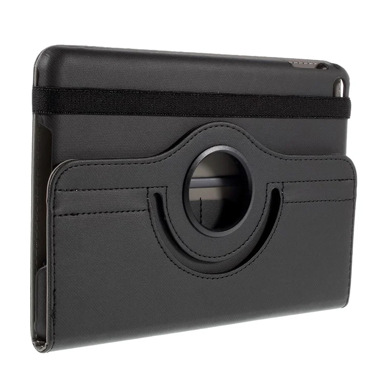Cloth Skin Smart Leather Case with Swivel Stand for iPad Mini 4 - Black