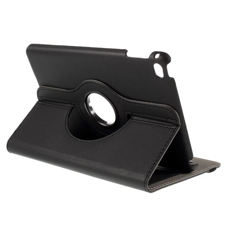 Cloth Skin Smart Leather Case with Swivel Stand for iPad Mini 4 - Black