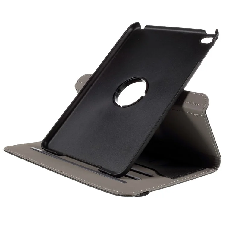 Cloth Skin Smart Leather Case with Swivel Stand for iPad Mini 4 - Black