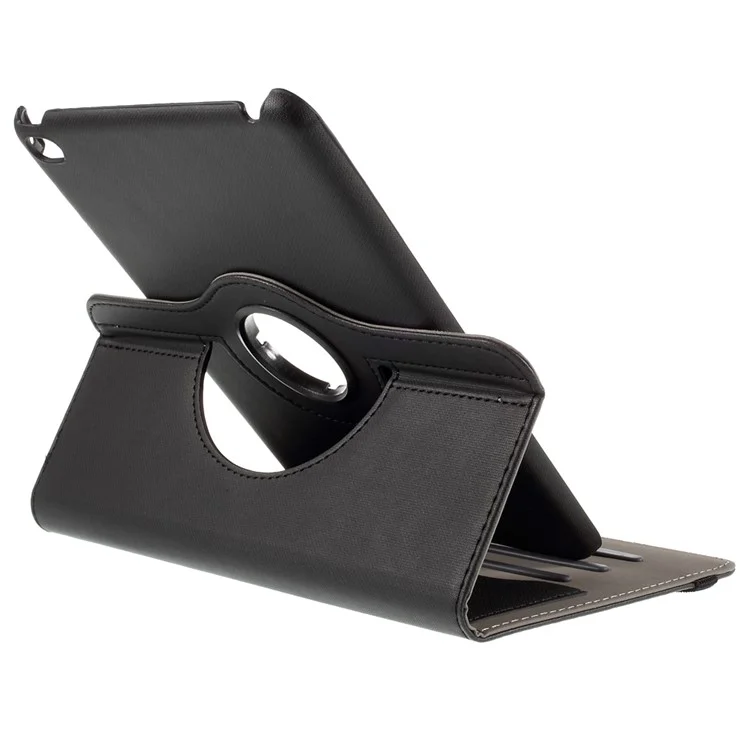 Cloth Skin Smart Leather Case with Swivel Stand for iPad Mini 4 - Black