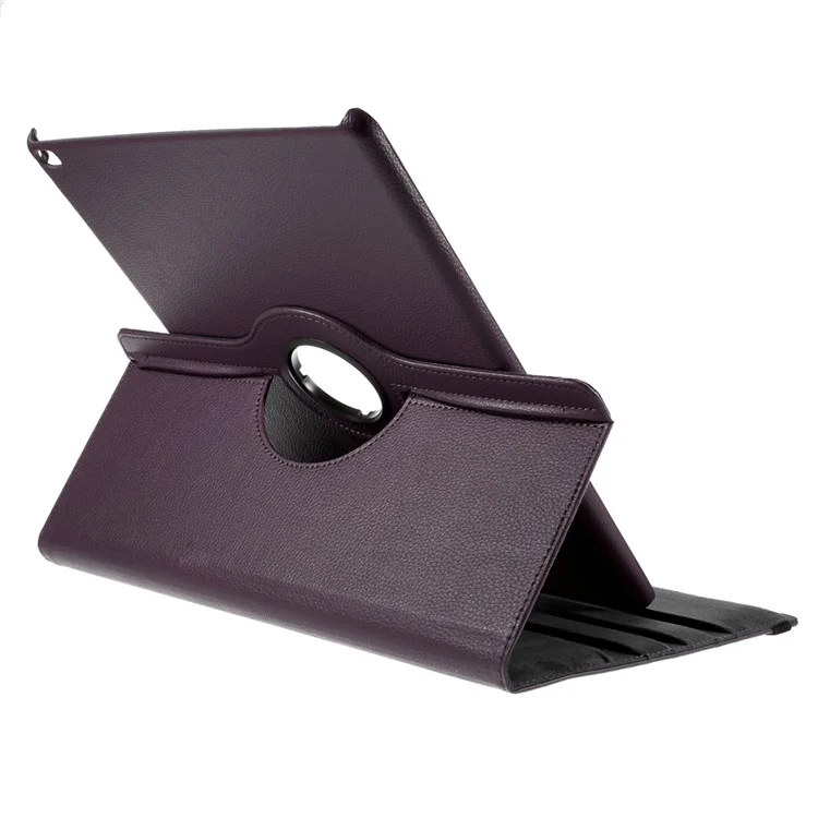 360-Rotation Stand Lychee Smart Leather Tablet Cover for iPad Pro 12.9 inch - Purple