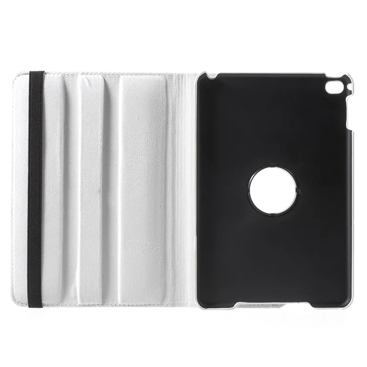 Para iPad mini 4 Lychee 360-Rotação Stand Case de Tablet de Couro - Branco