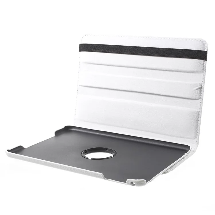 Para iPad mini 4 Lychee 360-Rotação Stand Case de Tablet de Couro - Branco