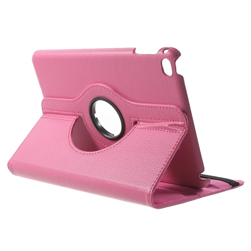 For iPad mini 4 Lychee 360-Rotation Stand Leather Tablet Cover - Rose