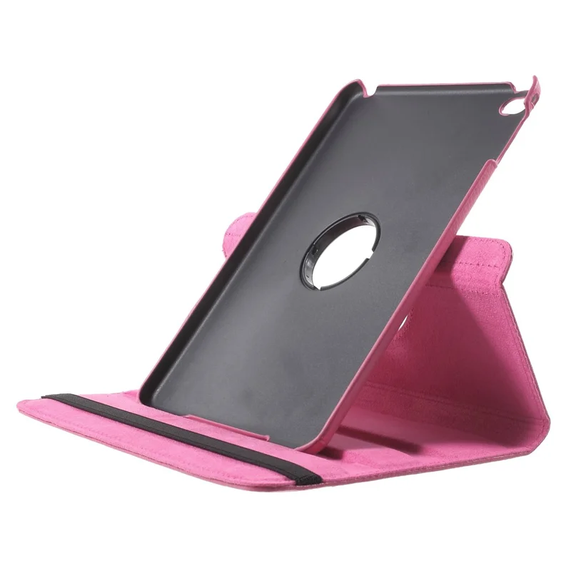 For iPad mini 4 Lychee 360-Rotation Stand Leather Tablet Cover - Rose