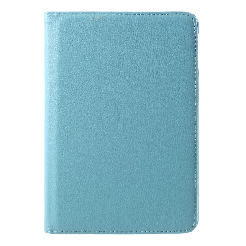 For iPad mini 4 Lychee 360-Rotation Stand Leather Shell Case - Baby Blue