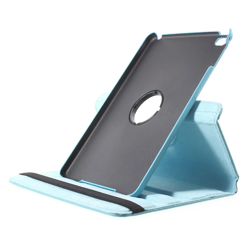 For iPad mini 4 Lychee 360-Rotation Stand Leather Shell Case - Baby Blue