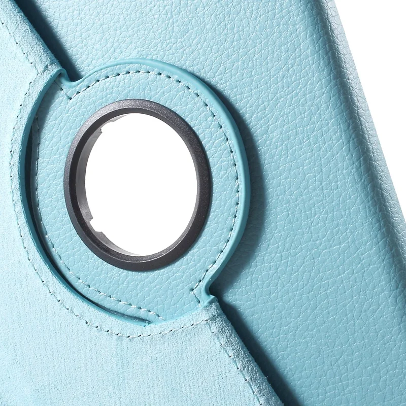For iPad mini 4 Lychee 360-Rotation Stand Leather Shell Case - Baby Blue