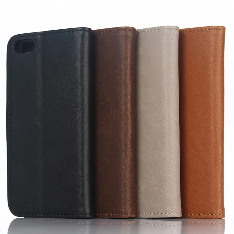 For iPod Touch 6 Retro Crazy Horse Leather Wallet Case with Stand - Black