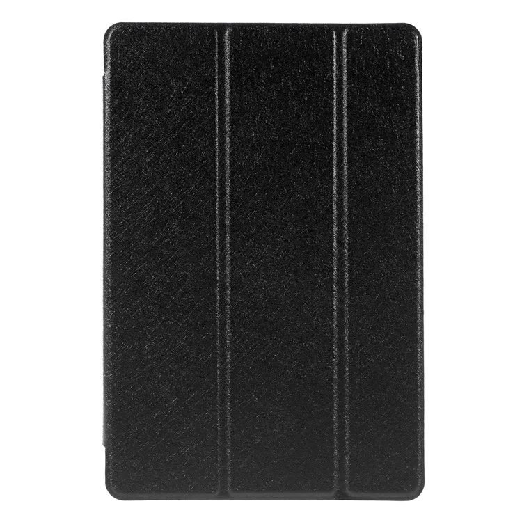 For iPad mini 4 Tri-Fold Stand Smart Leather Case Cover Silk Texture - Black