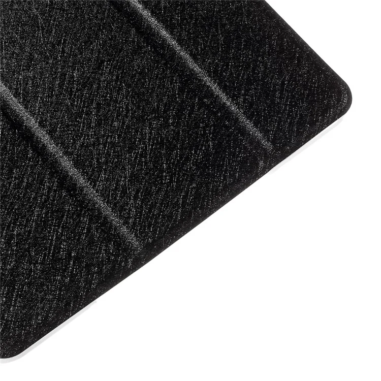 For iPad mini 4 Tri-Fold Stand Smart Leather Case Cover Silk Texture - Black