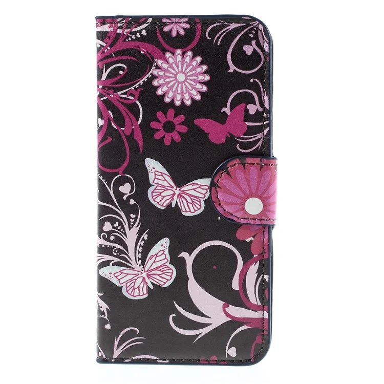 Wallet Leather Stand Cover for iPhone 6s - Butterfly Flowers