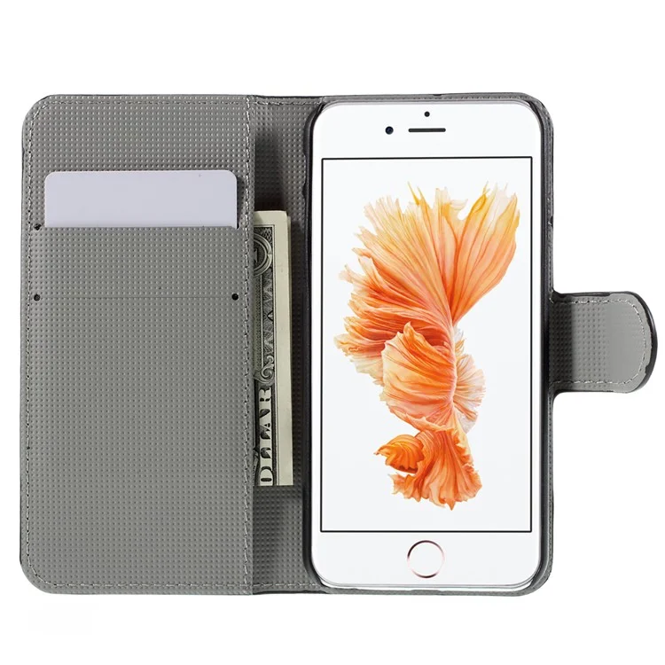 Wallet Leather Stand Cover for iPhone 6s - Butterfly Flowers