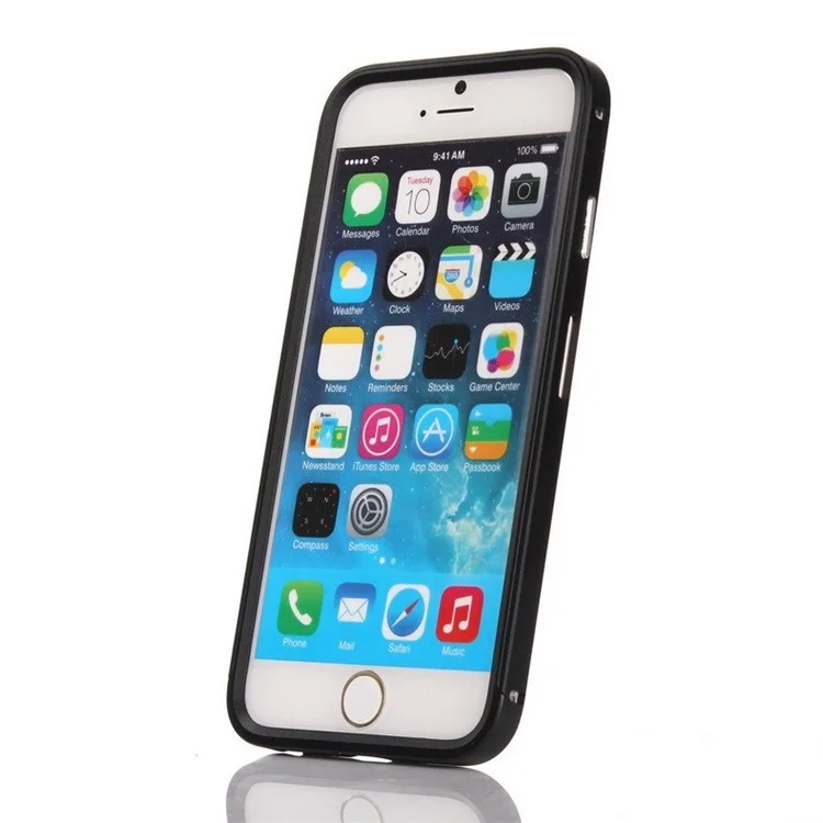 Slide-on Aluminium Alloy Metal Bumper Frame for iPhone 6 - Black