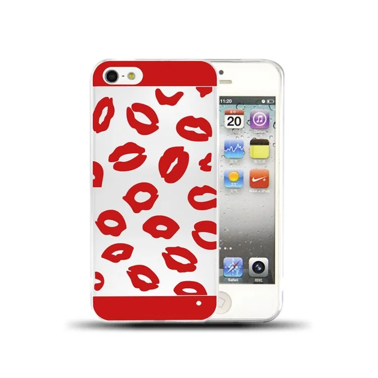 Sexy Lip 0.3mm Slim Acrylic + TPU Shell Case for iPhone SE 5s 5 - Red