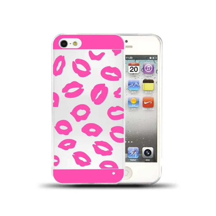 Sexy Lip 0.3mm Slim Acrylic + TPU Shell Case for iPhone SE 5s 5 - Rose