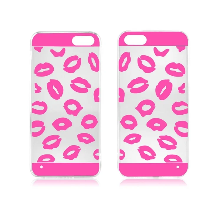 Sexy Lip 0.3mm Slim Acrylic + TPU Shell Case for iPhone SE 5s 5 - Rose