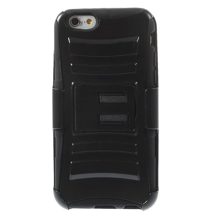 Silicone & Plastic Combo Belt Clip Holster Stand Case for iPhone 6s / 6 - Black