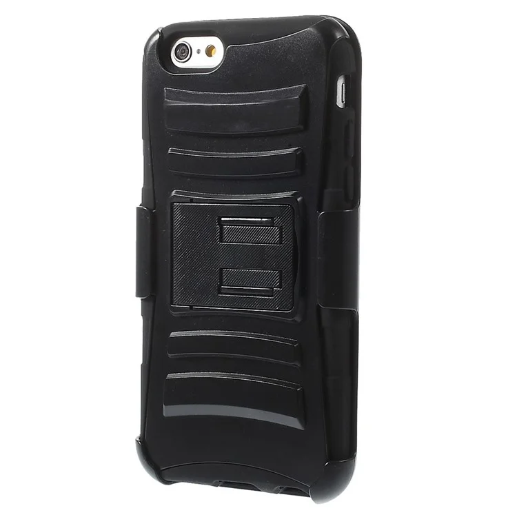 Silicone & Plastic Combo Belt Clip Holster Stand Case for iPhone 6s / 6 - Black