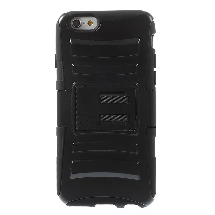 Silicone & Plastic Combo Belt Clip Holster Stand Case for iPhone 6s / 6 - Black