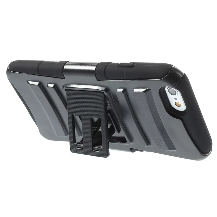 Silicone & Plastic Combo Belt Clip Holster Stand Case for iPhone 6s / 6 - Black
