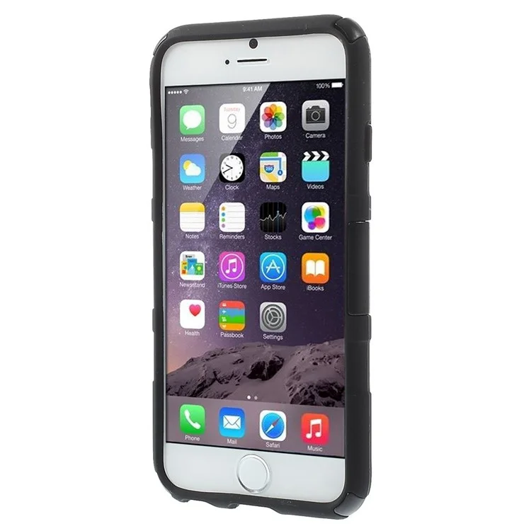 Silicone & Plastic Combo Belt Clip Holster Stand Case for iPhone 6s / 6 - Black