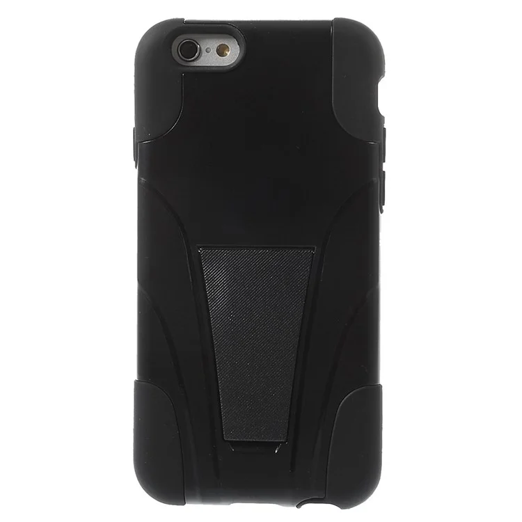 2 in 1 Plastic & Silicone Hybrid Case w/ Kickstand for iPhone 6s 6 4.7 inch - Black