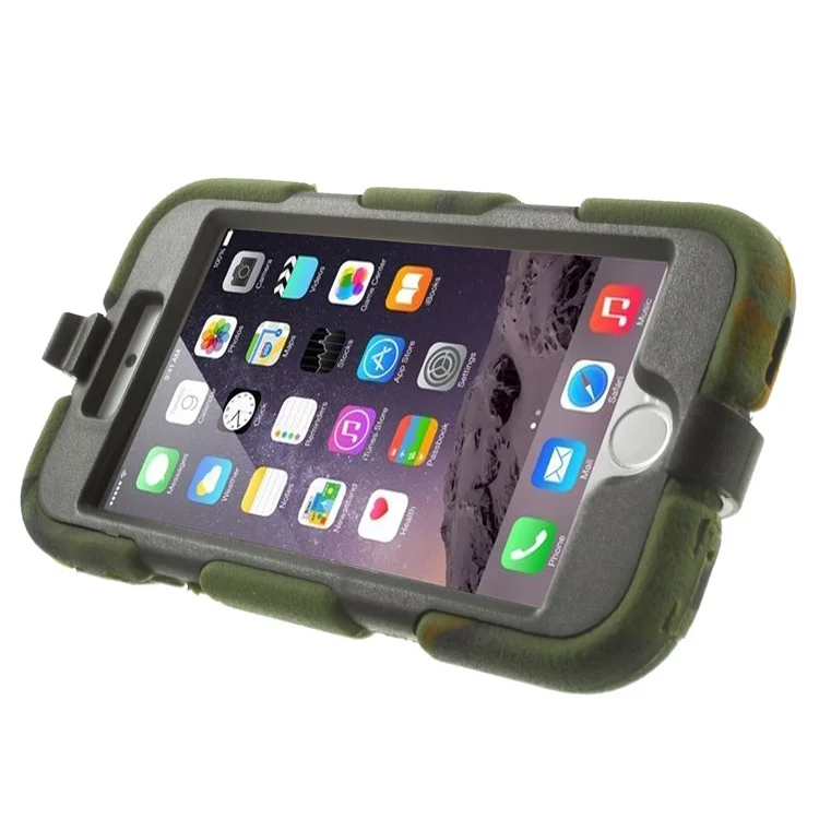 Heavy Duty Silicone & PC Shell Case for iPhone 6 / 6s 4.7 inch w/ Belt Clip - Camouflage