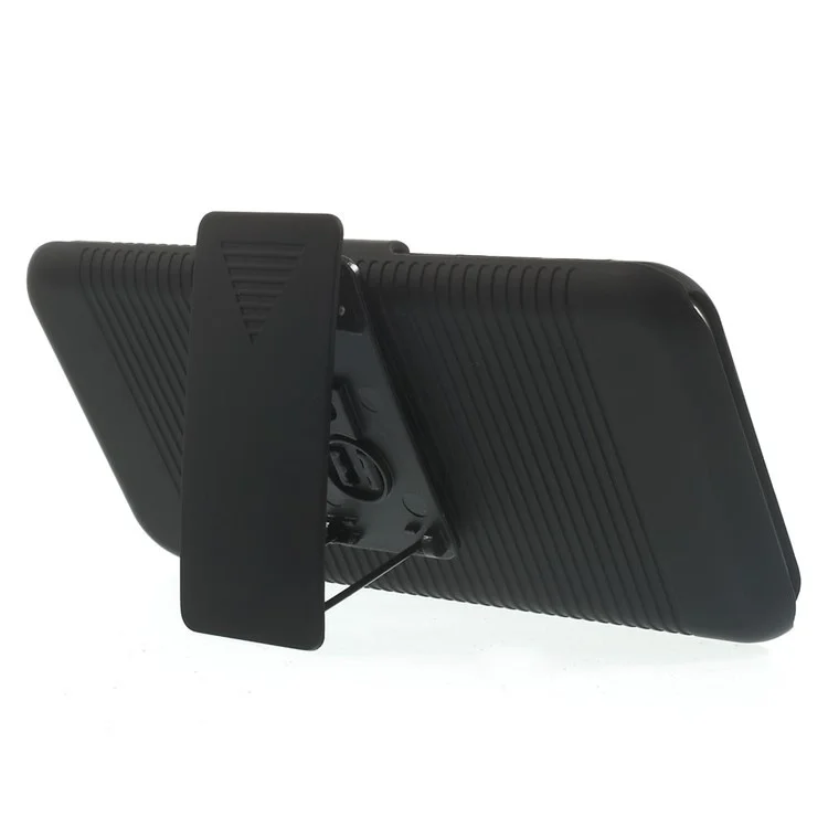 Anti-slip Stripe Slide Holster Case w/ Swivel Belt Clip Stand for iPhone 6s 6 - Black