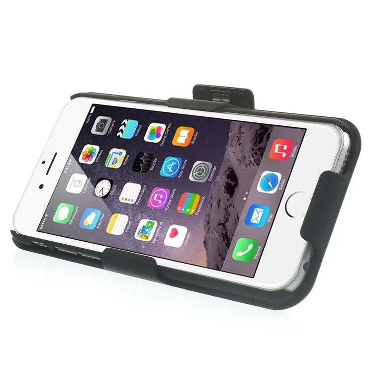 Anti-slip Stripe Slide Holster Case w/ Swivel Belt Clip Stand for iPhone 6s 6 - Black
