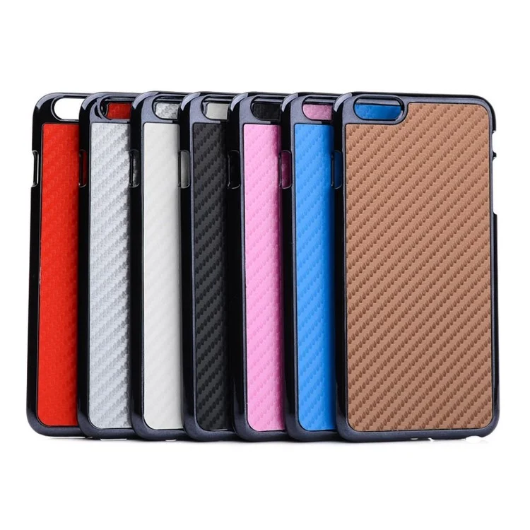 Carbon Fiber Leather Coated Plating Plastic Case for iPhone 6 Plus / 6s Plus 5.5 inch - Black