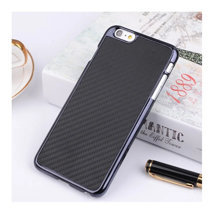 Carbon Fiber Leather Coated Plating Plastic Case for iPhone 6 Plus / 6s Plus 5.5 inch - Black