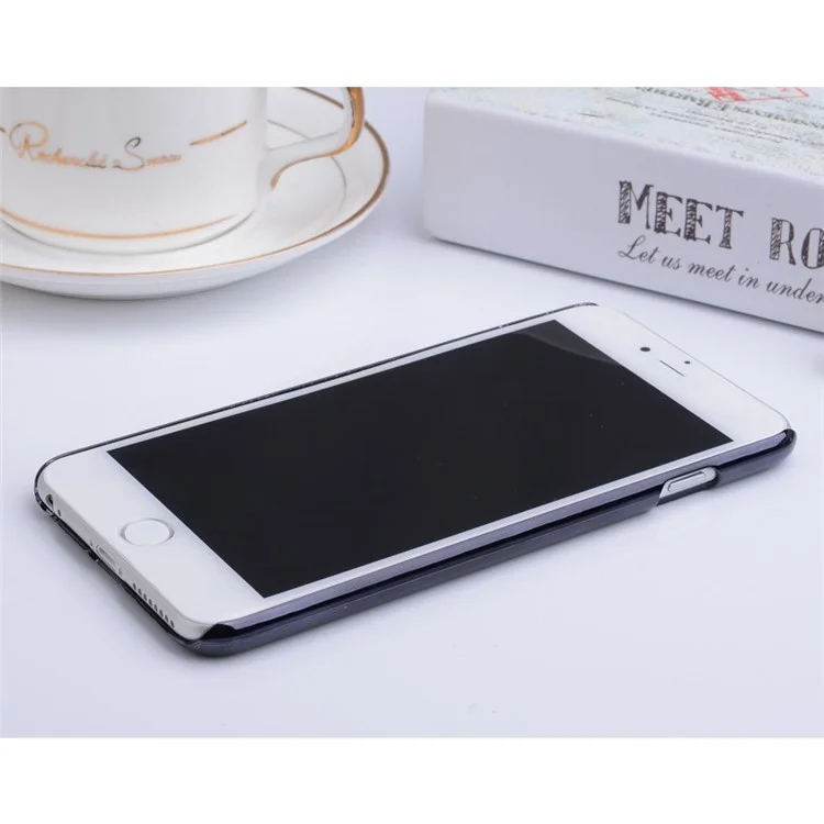 Carbon Fiber Leather Coated Plating Plastic Case for iPhone 6 Plus / 6s Plus 5.5 inch - Black