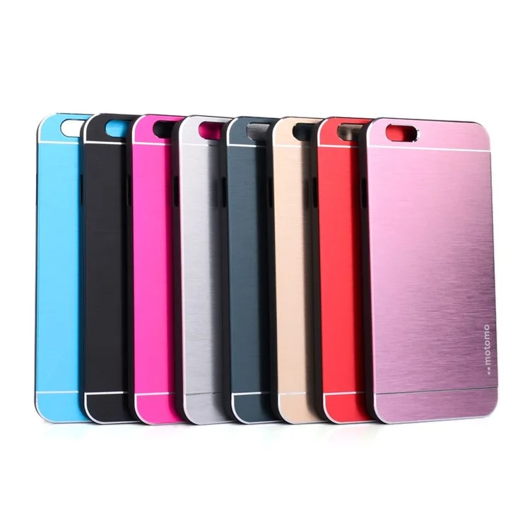 Brushed Aluminum Skin Hard PC Case for iPhone 6 Plus - Black
