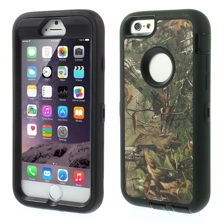 Real Tree Branch Detachable 3 in 1 PC + TPU Hybrid Protective Cover for iPhone 6s 6 - Black Background