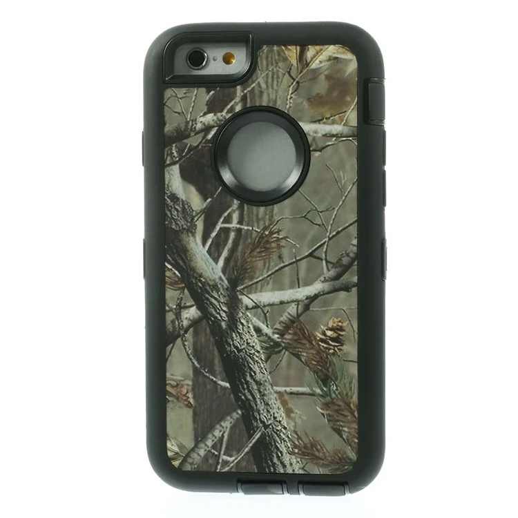 Real Tree Branch Detachable 3 in 1 PC + TPU Hybrid Protective Shell for iPhone 6s 6 - Grey Background