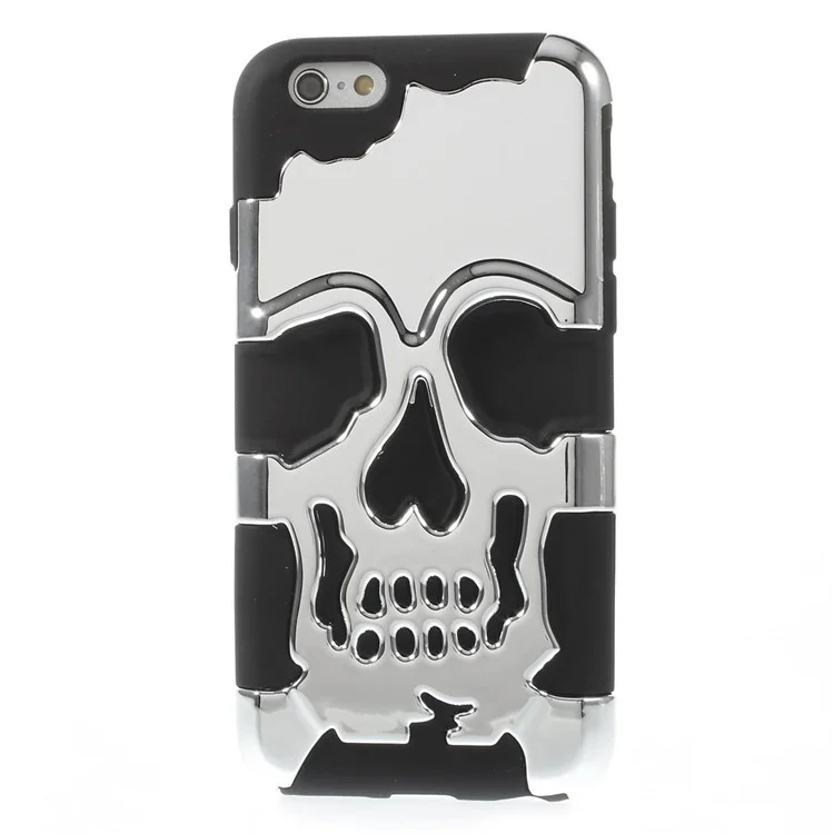 Skull Pattern Plastic + Silicone Hybrid Cover for iPhone 6s 6 - Silver