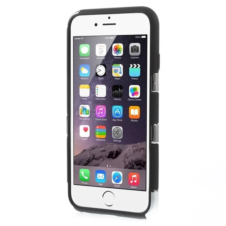 Skull Pattern Plastic + Silicone Hybrid Cover for iPhone 6s 6 - Silver